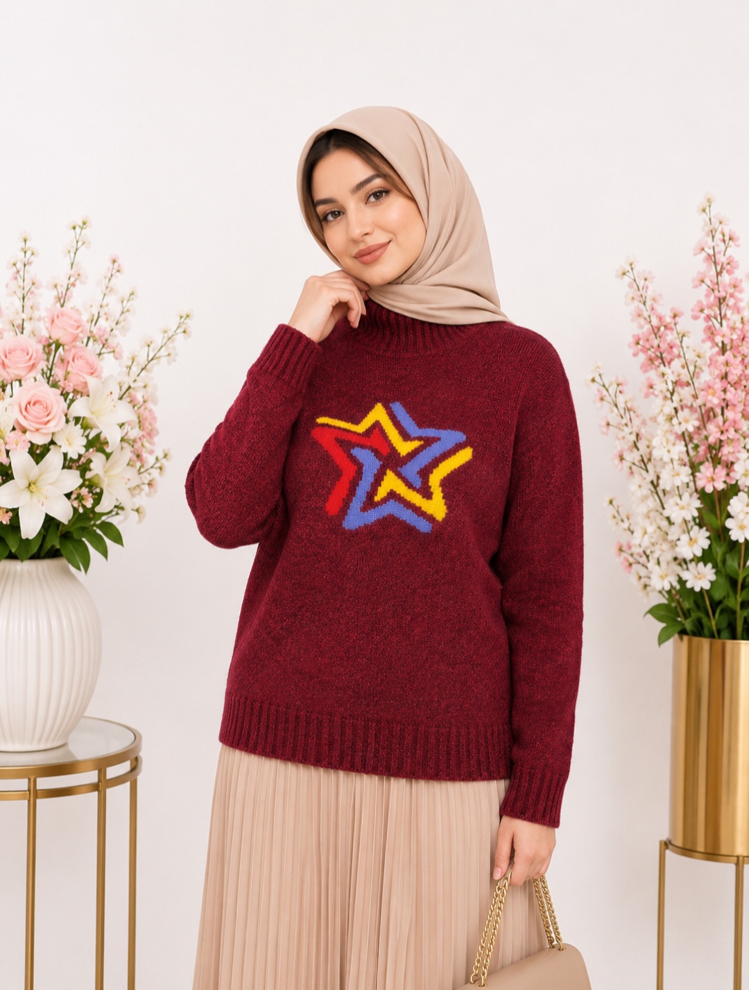 بلوز گپ مخمل زنانه شایندار طرح ستاره کد ۰۴۱۰۱۰۲