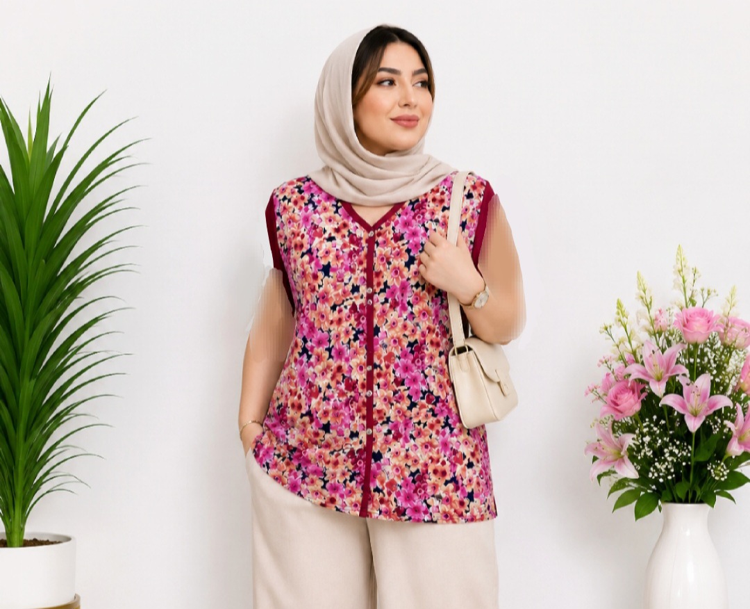 تیشرت زنانه نخی پنبه‌ای مدل ارکیده کد ۰۵۰۳۲۵۱