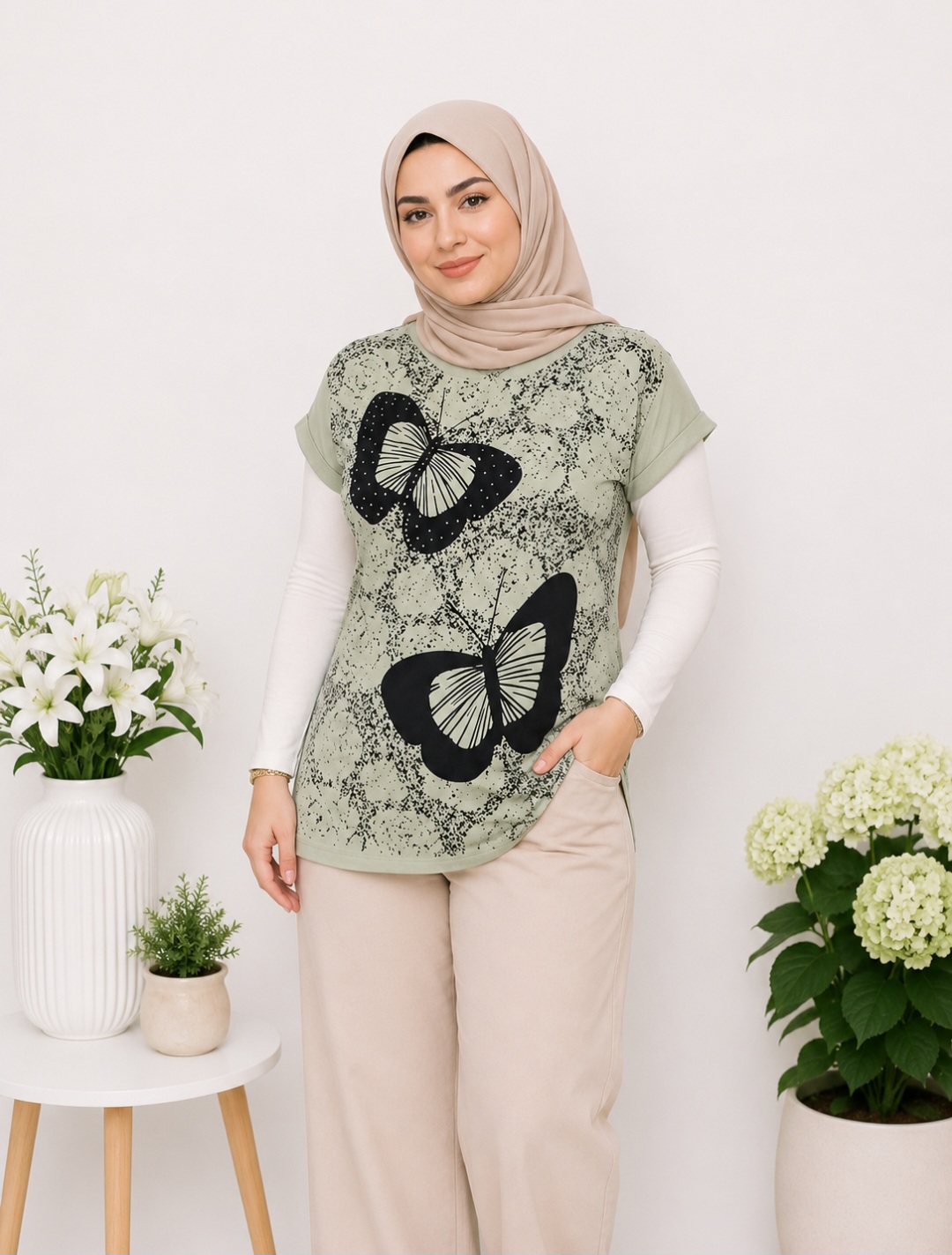 تیشرت زنانه نخ پنبه مدل آیسان کد ۰۴۰۲۳۱۲