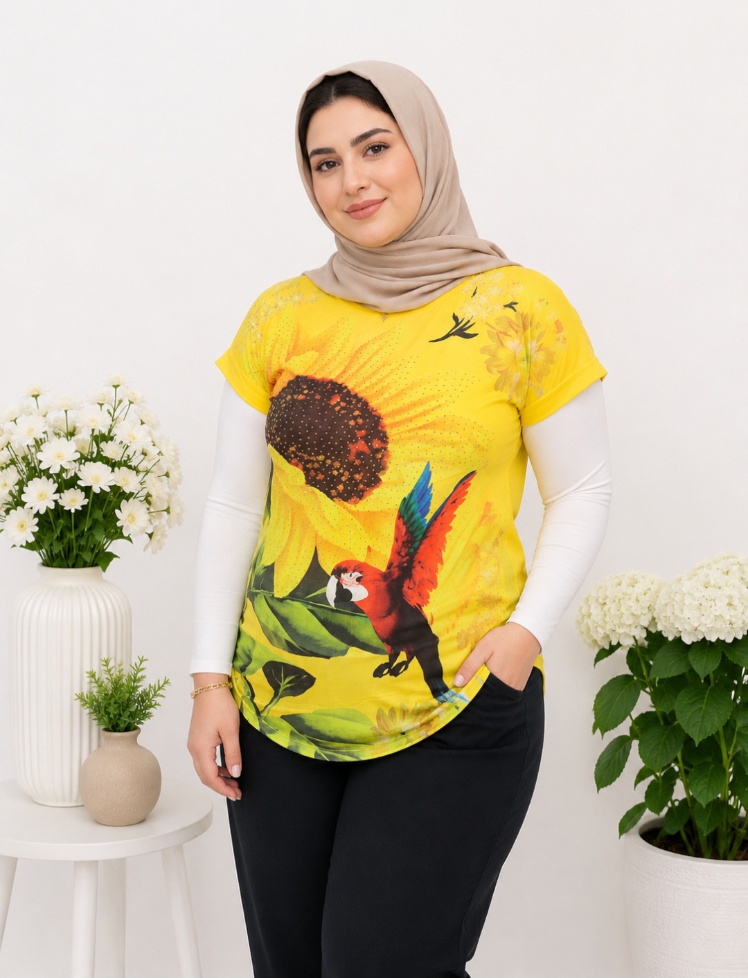 تیشرت زنانه مدل پرنده کد ۰۵۰۳۱۰۱