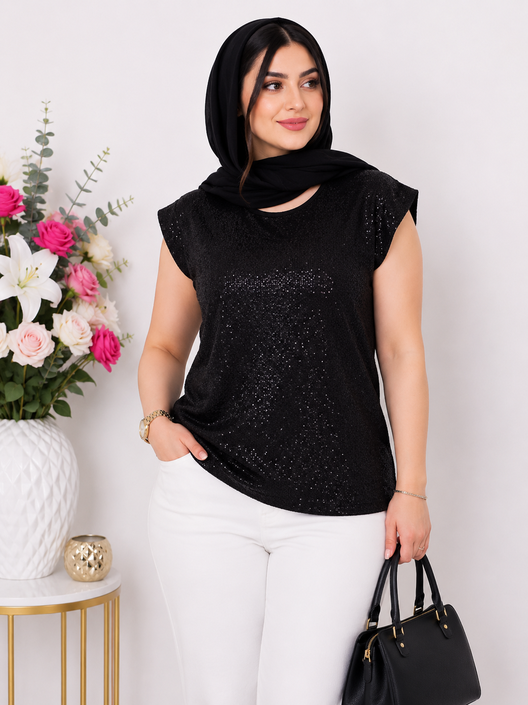 تاپ زنانه اکلیلی آستین سرخود کد ۰۳۱۰۲۲۲