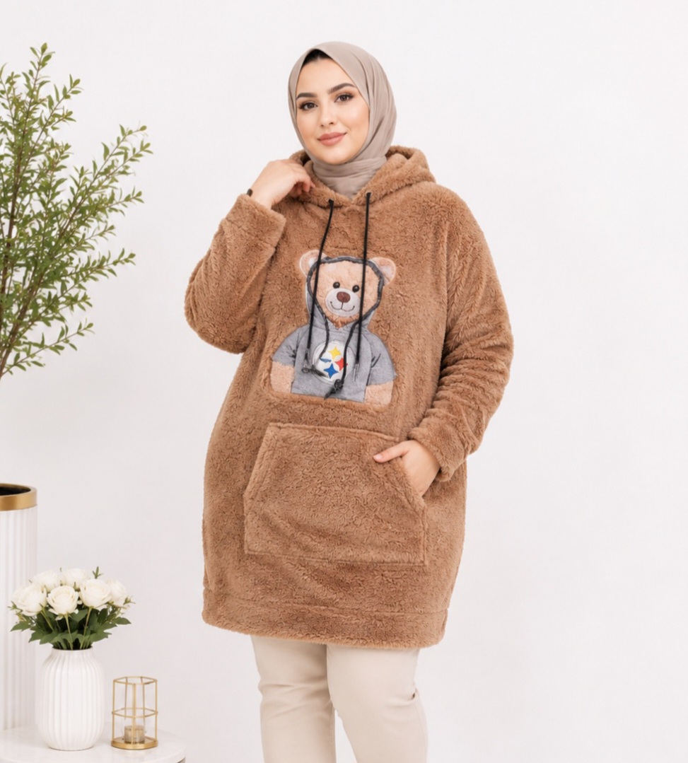 هودی خرسی طرحدار زنانه مدل درنا کد ۰۴۰۹۱۶۲