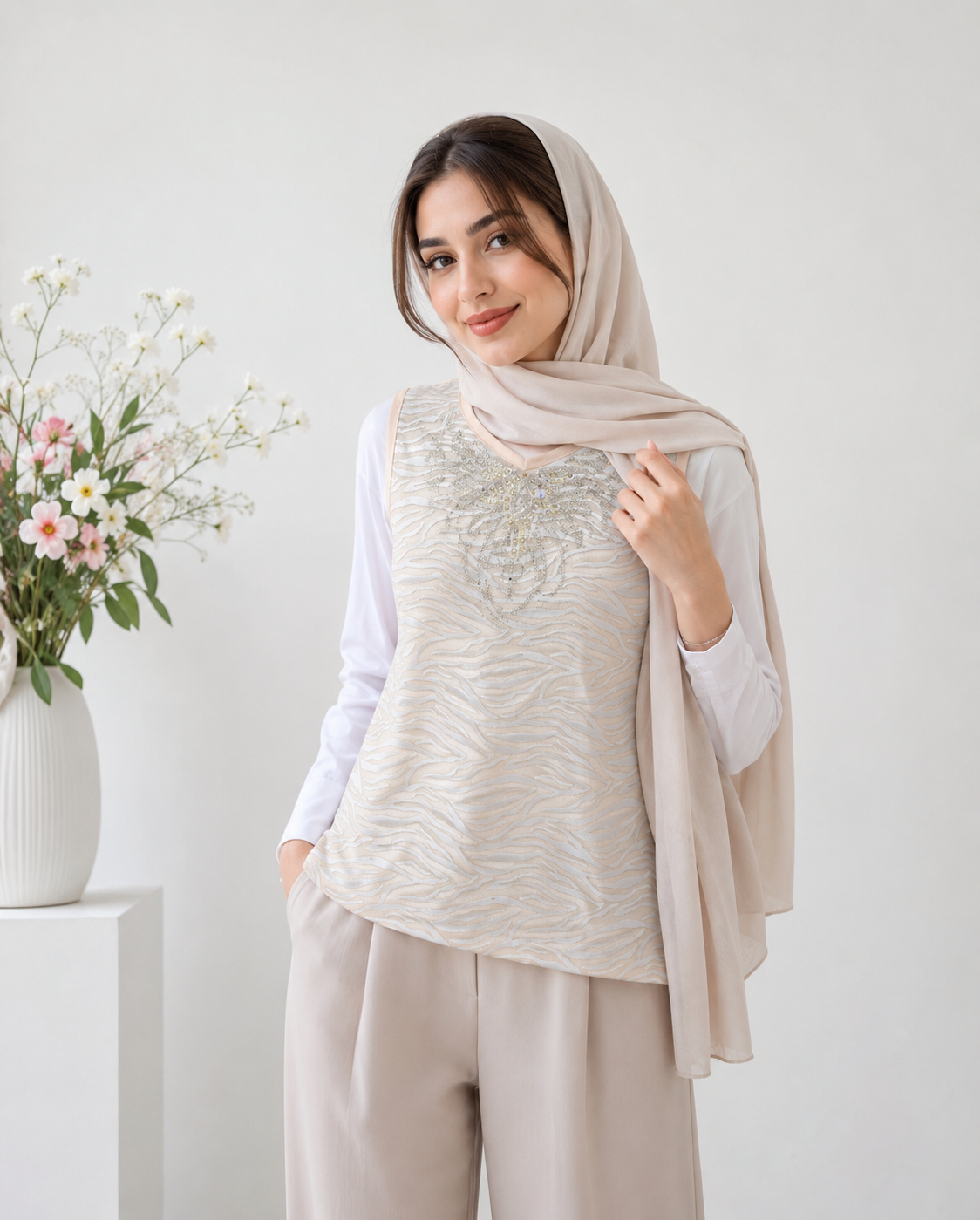 تاپ مجلسی زنانه مدل تاج بانو کد ۰۵۰۳۳۰۱