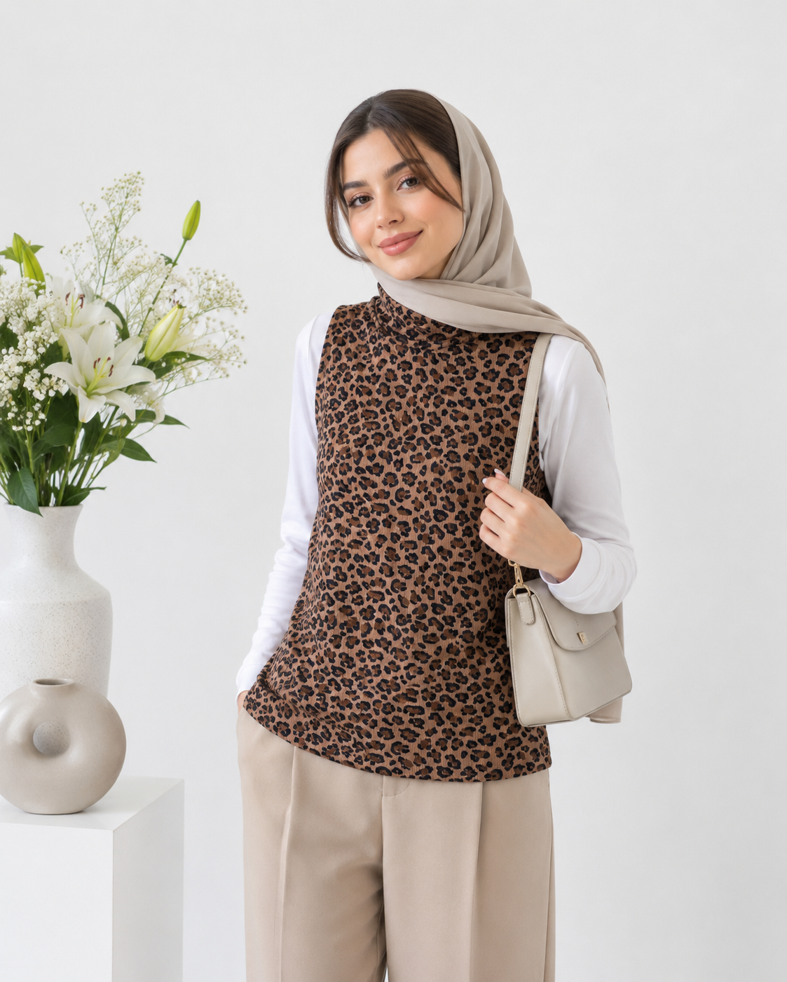 تاپ یقه اسکی زنانه مدل پلنگی کد ۰۴۱۰۱۲۲