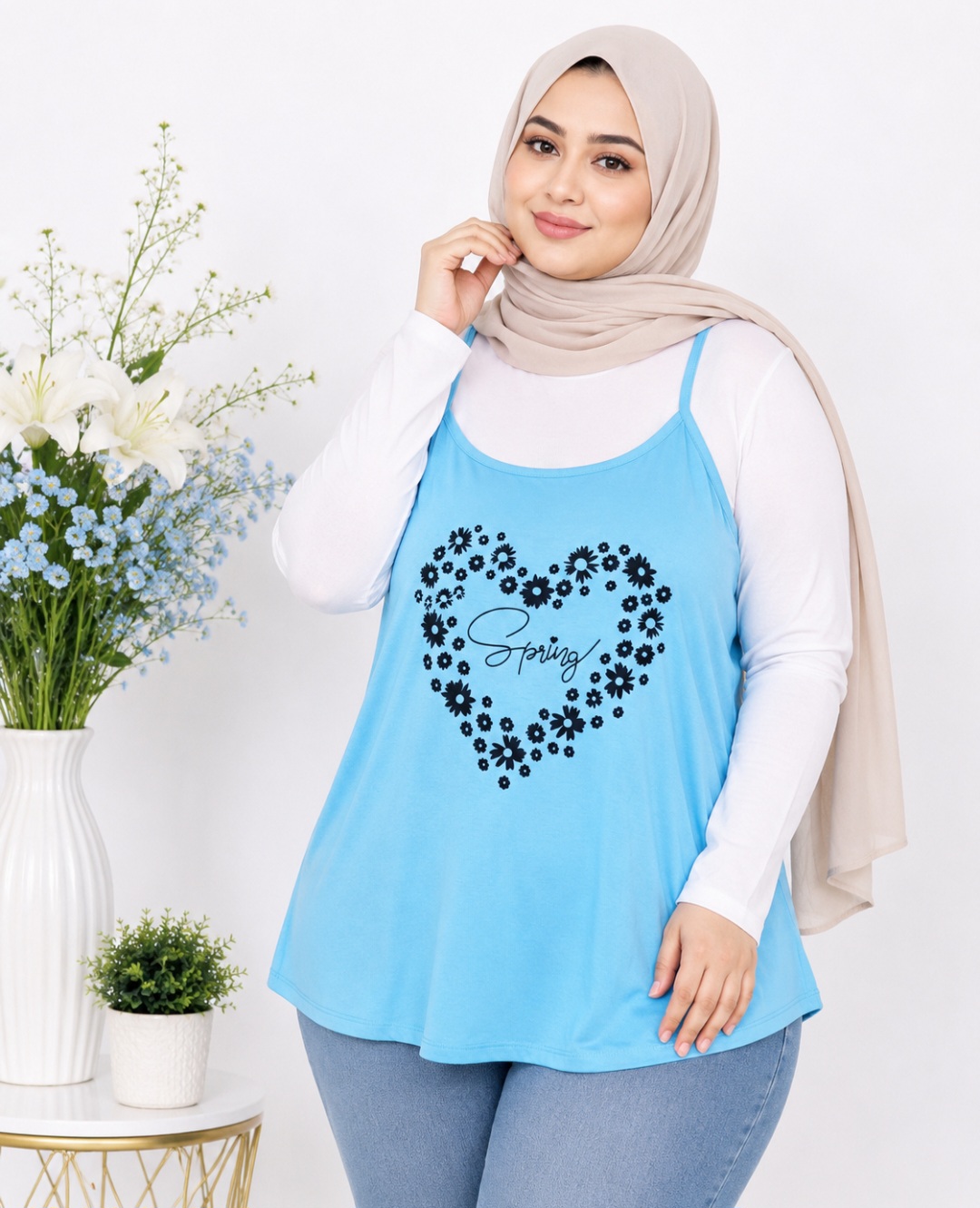 تاپ زنانه سایز بزرگ مدل قلبی کد ۰۵۰۳۳۱۲