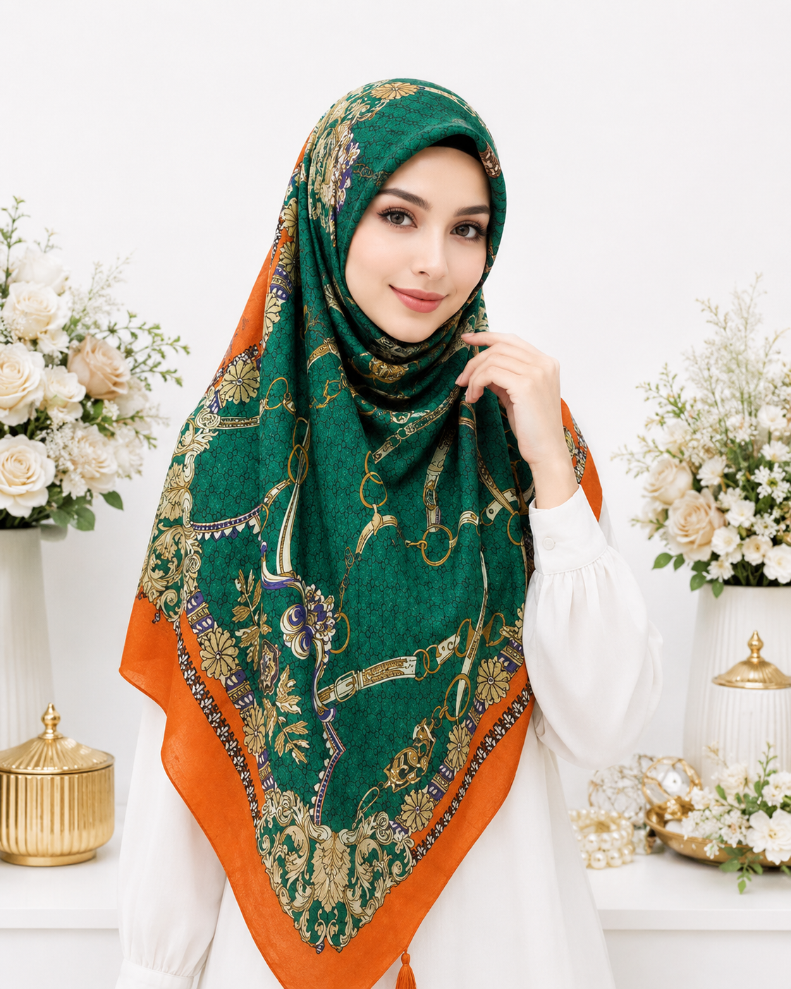 شال منگوله دار طرح زنجیر کد ۰۳۰۱۱۸۲