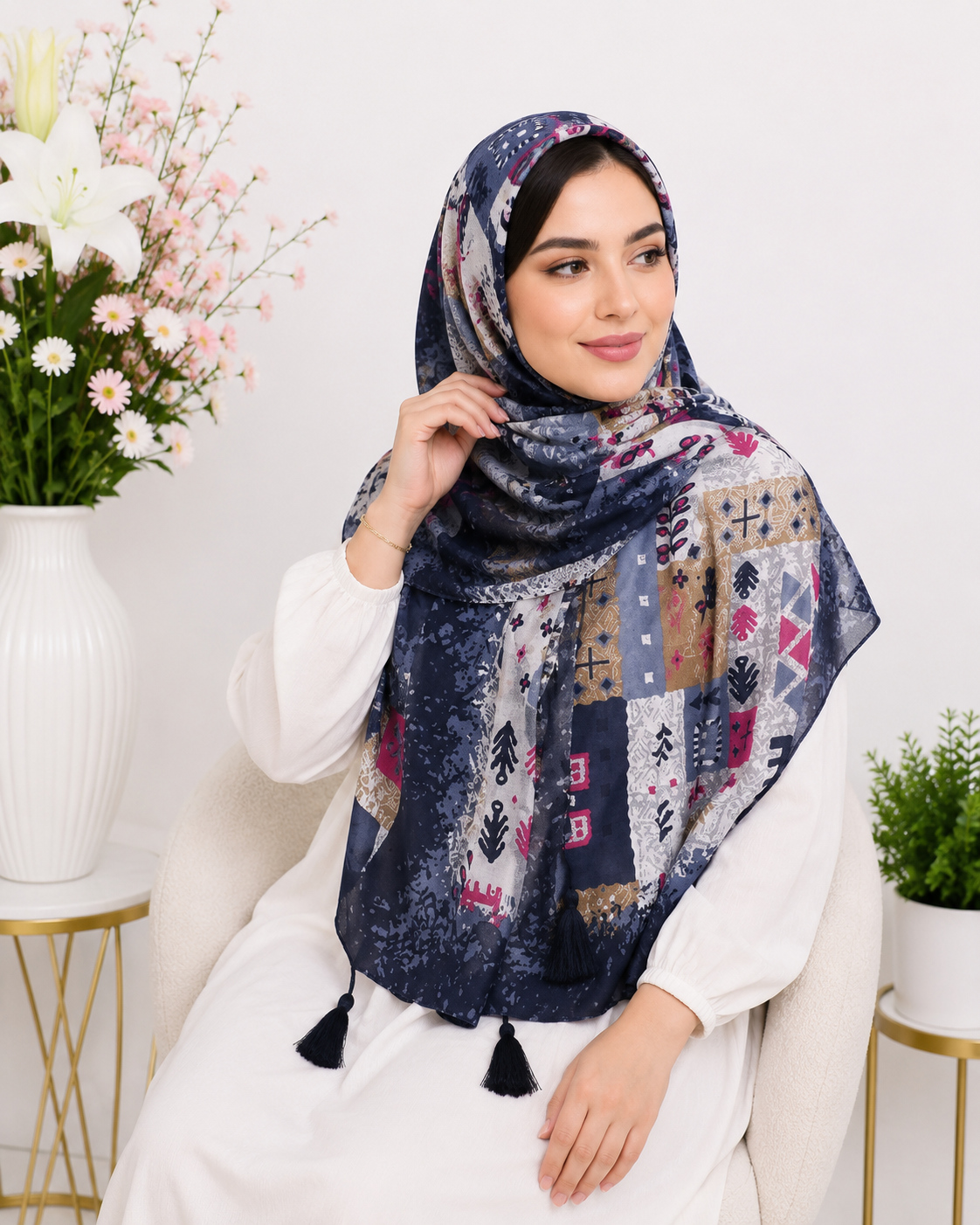 شال نخی منگوله دار کد ۰۴۰۵۰۳۲