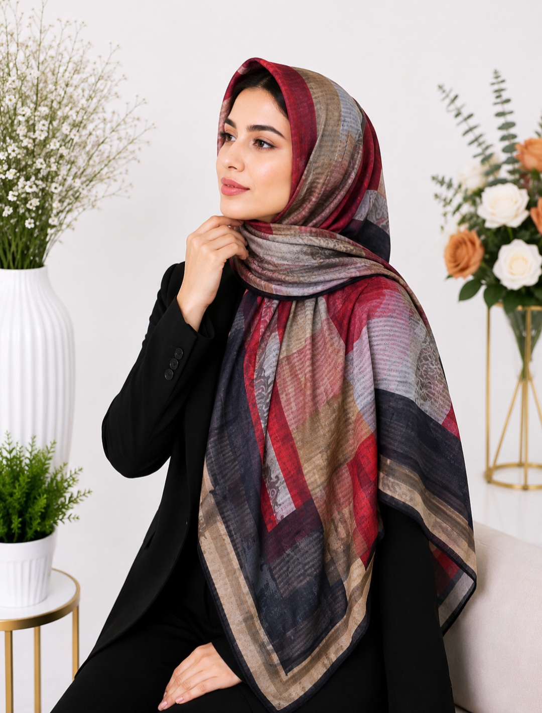 روسری زنانه دور دست دوز کد ۰۴۰۵۲۷۱
