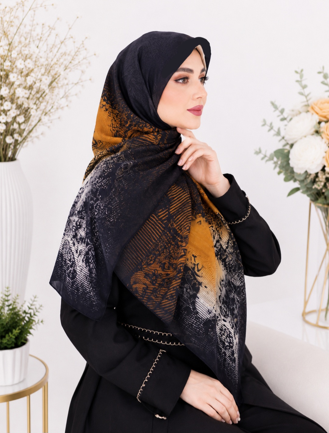 روسری نخی قواره بزرگ طرحدار کد ۰۵۰۴۱۴۳