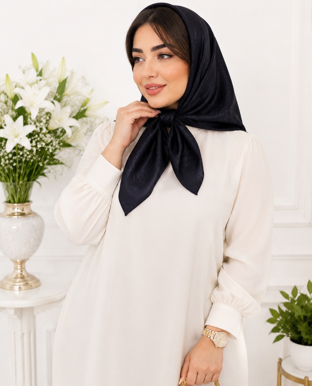 روسری مشکی مجلسی طرحدار کد ۰۴۰۵۲۹۲