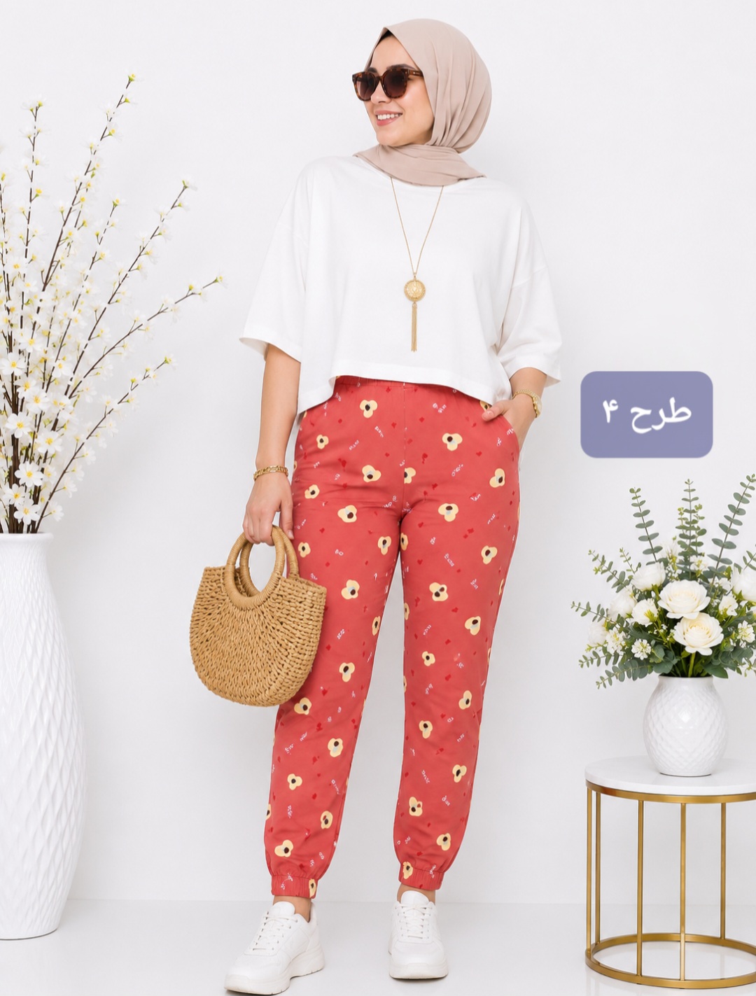 شلوار نخی گیاهی زنانه مدل عروسکی کد ۰۴۰۱۰۵۲