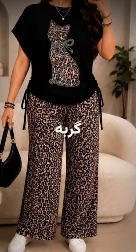 تیشرت و شلوار پلنگی مدل هیلدا کد ۰۵۰۷۰۵۱