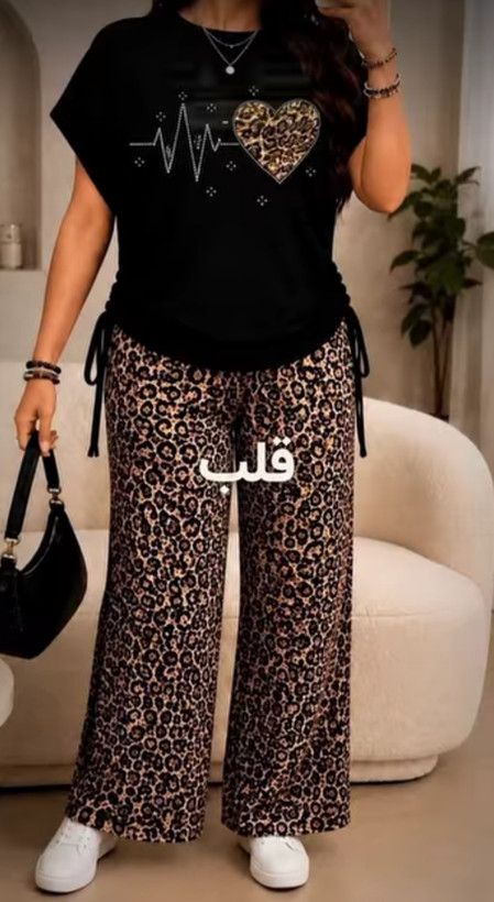 تیشرت و شلوار پلنگی مدل هیلدا کد ۰۵۰۷۰۵۱